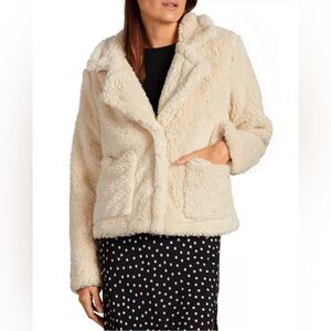 Sanctuary Womens Daily Ivory Faux Fur Lightweight Teddy Coat Outerwear Large